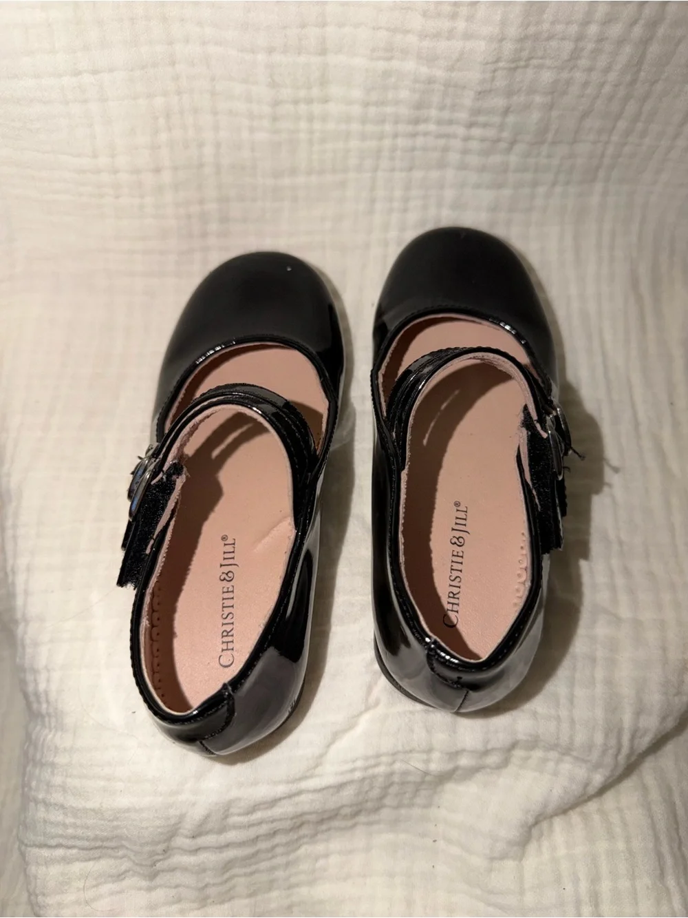 Girls Black Patent Double-Strap Mary Jane Kids Shoes